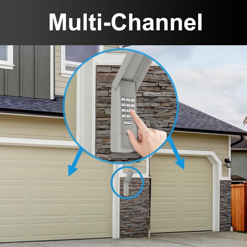 BeanKOneal Store Universal Garage Door Opener Keypad Compatible with Liftmaster Chamberlain Craftsman Opener with Purple Yellow Red Orange Green Learn Button Wireless Keypad Replacement (Gray) - Image 3
